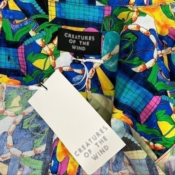 Creatures of the Wind Womes Tile Print Button Blouse size 0 - Picture 7 of 10